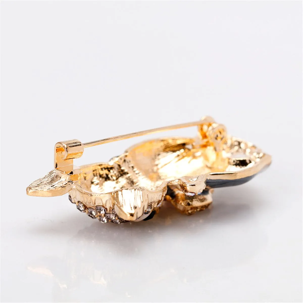 Cubic Zirconia & 18K Gold-Plated Kitty Brooch