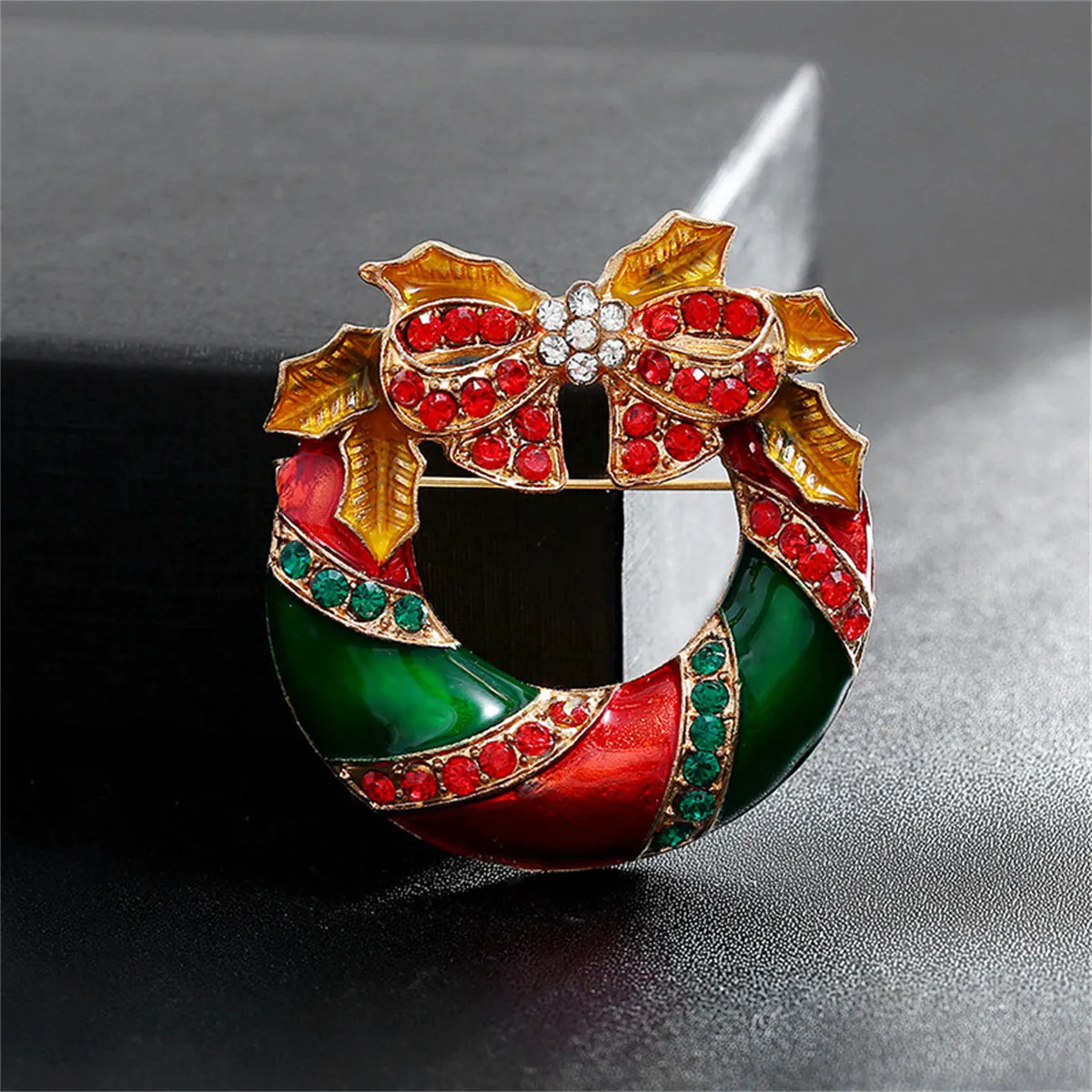 Cubic Zirconia & Enamel 18K Gold-Plated Bow Brooch