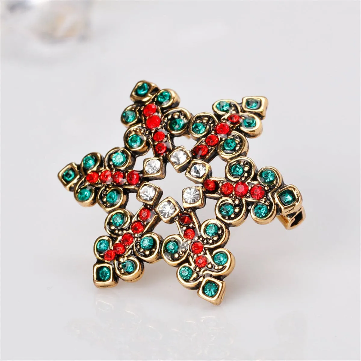 Cubic Zirconia & Openwork Snowflake Brooch