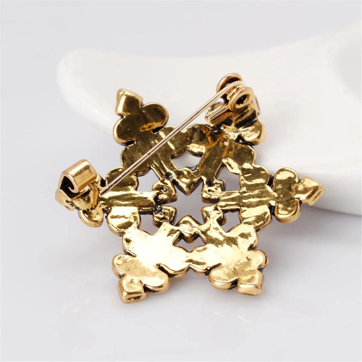 Cubic Zirconia & Openwork Snowflake Brooch