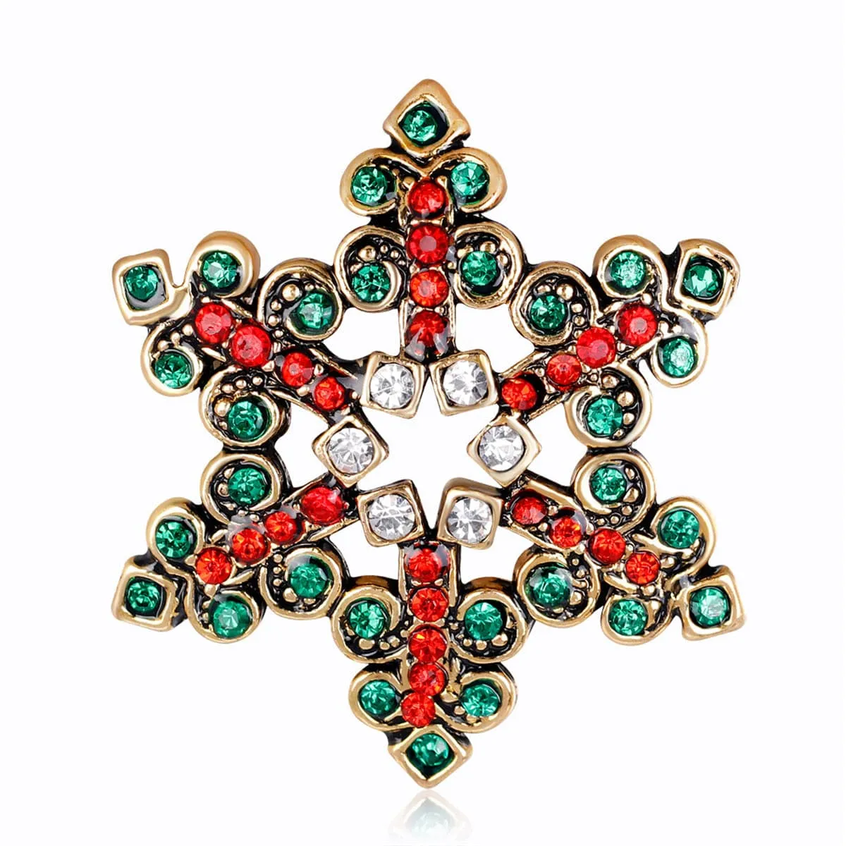 Cubic Zirconia & Openwork Snowflake Brooch