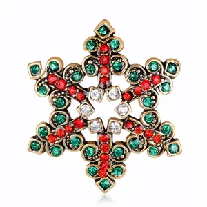 Cubic Zirconia & Openwork Snowflake Brooch