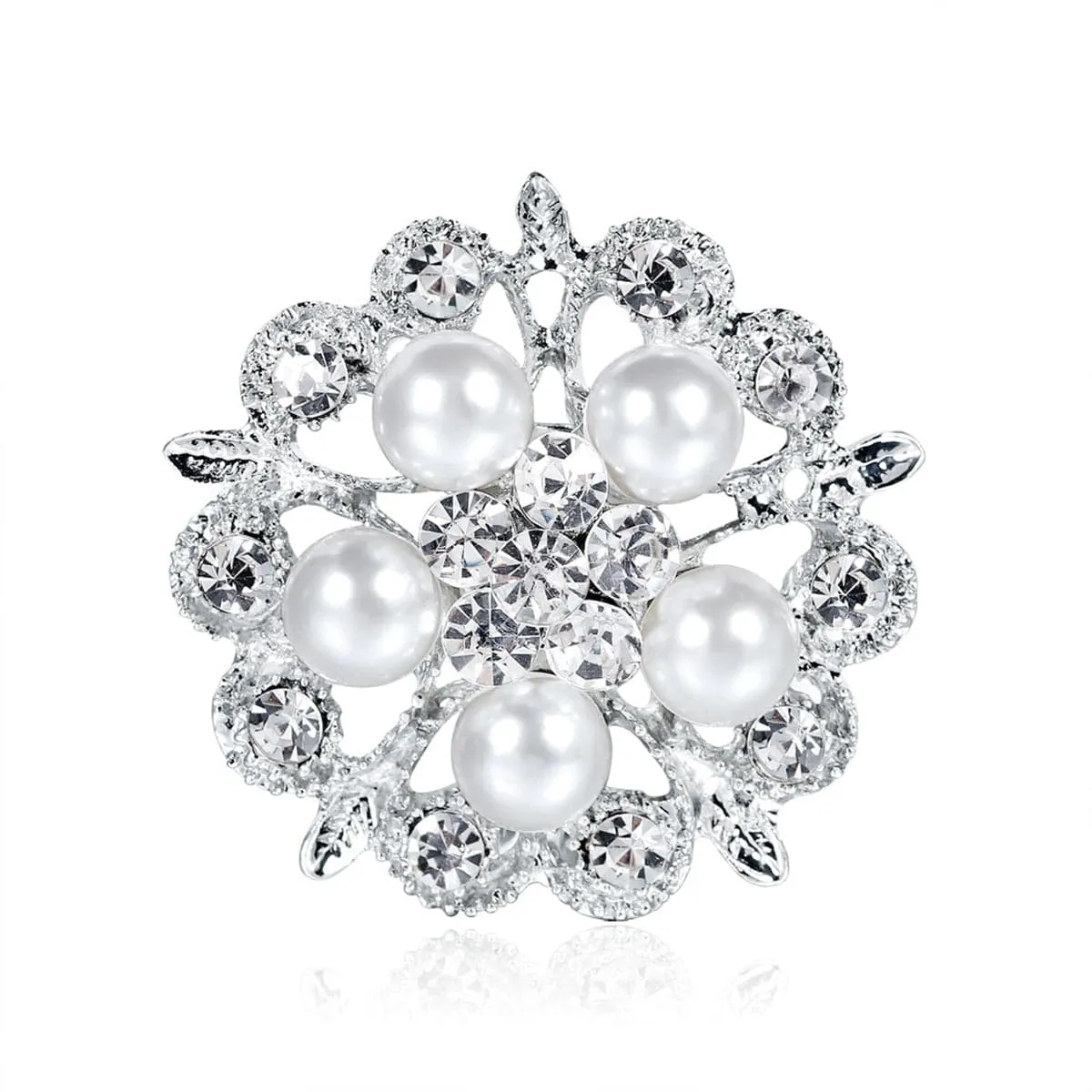 Cubic Zirconia & Pearl Botany Brooch