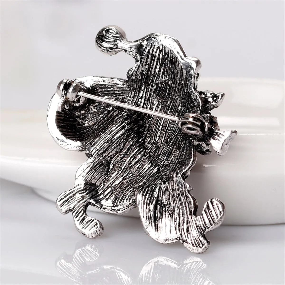 Cubic Zirconia & Silver-Plated Santa Claus & Gift Bag Brooch