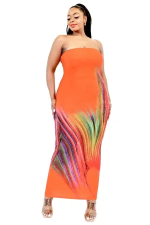 Curvy Gradient Tube Top Maxi Dress