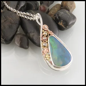 Custom Opal Pendant in Sterling Silver & Gold