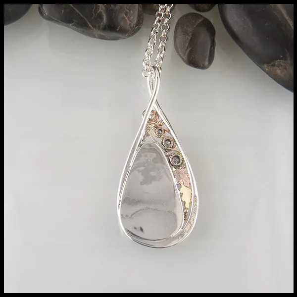 Custom Opal Pendant in Sterling Silver & Gold