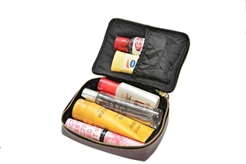 Customized Women's Buttoned Leather Bag   Mini Make up Kit - Green Brown