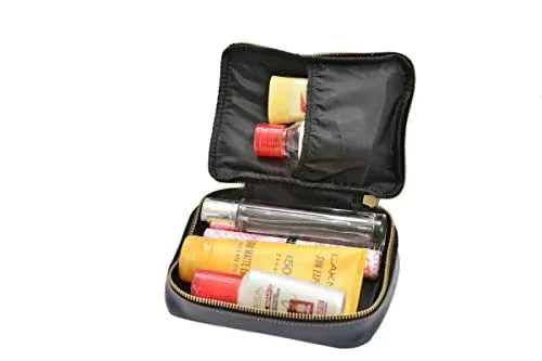 Customized Women's Buttoned Leather Bag   Mini Make up Kit - Green Royal Blue
