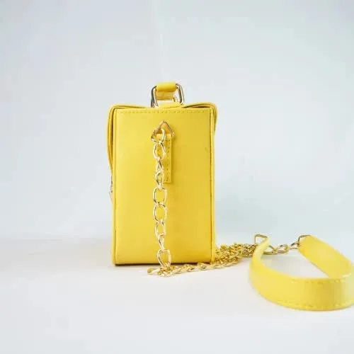 Customized Women's Buttoned Leather Bag   Mini Make up Kit - Yellow Olive Green