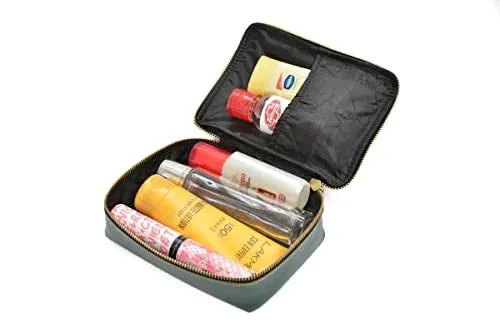 Customized Women's Buttoned Leather Bag   Mini Make up Kit - Yellow Olive Green
