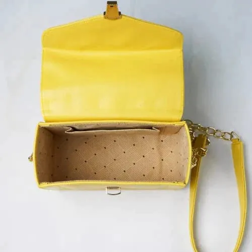 Customized Women's Buttoned Leather Bag   Mini Make up Kit - Yellow Olive Green