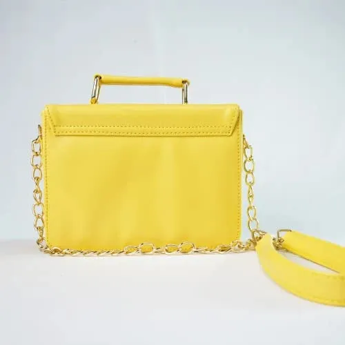 Customized Women's Buttoned Leather Bag   Mini Make up Kit - Yellow Tan