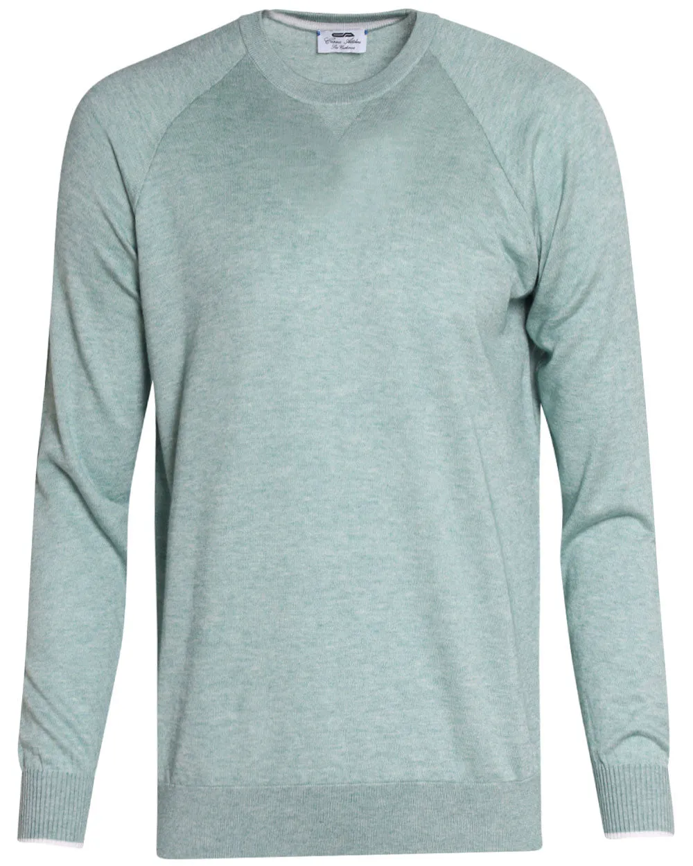 Dark Green Cotton Blend Crewneck Sweatshirt