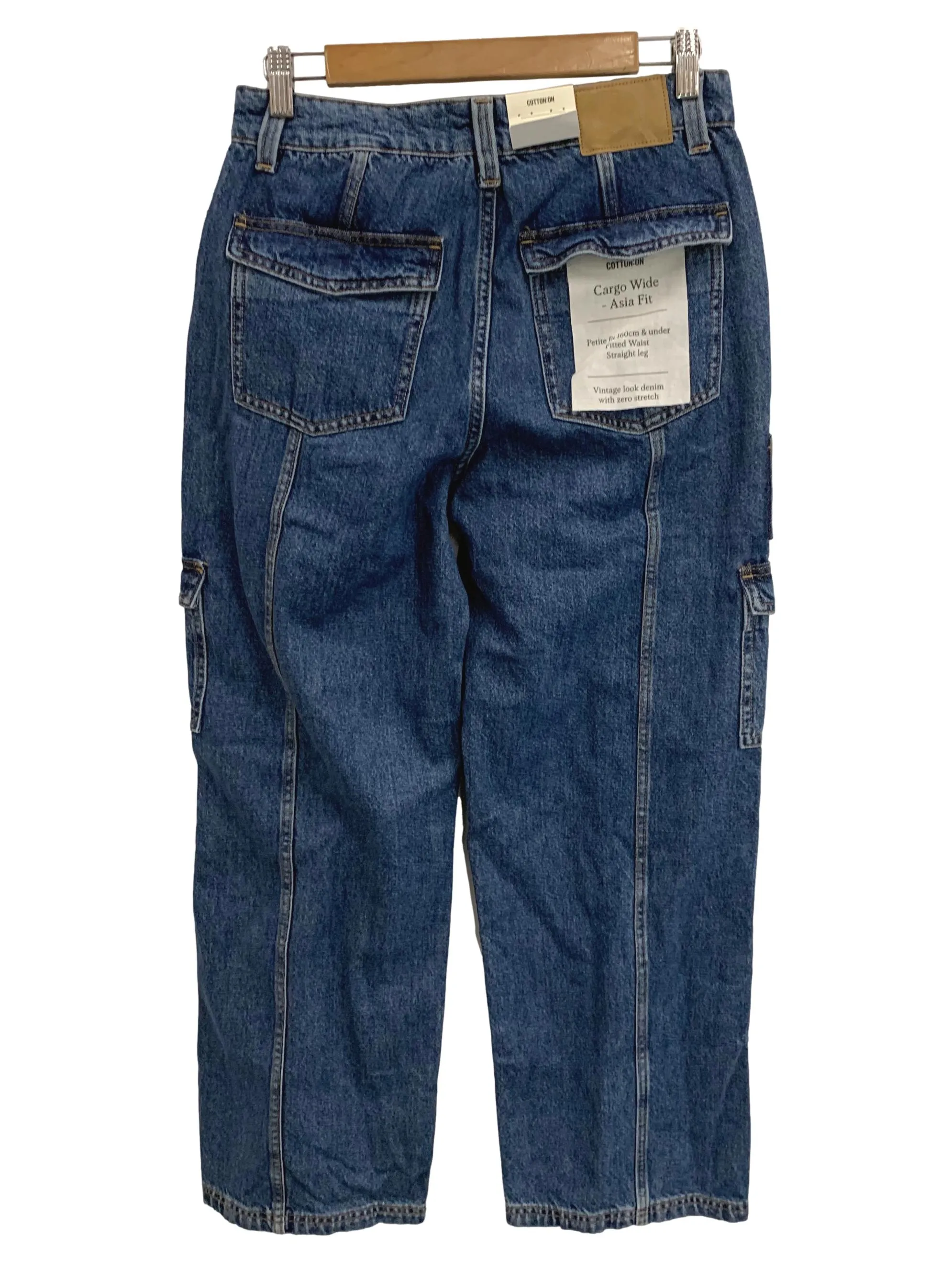 Dark Wash Cargo Wide Denim Jeans