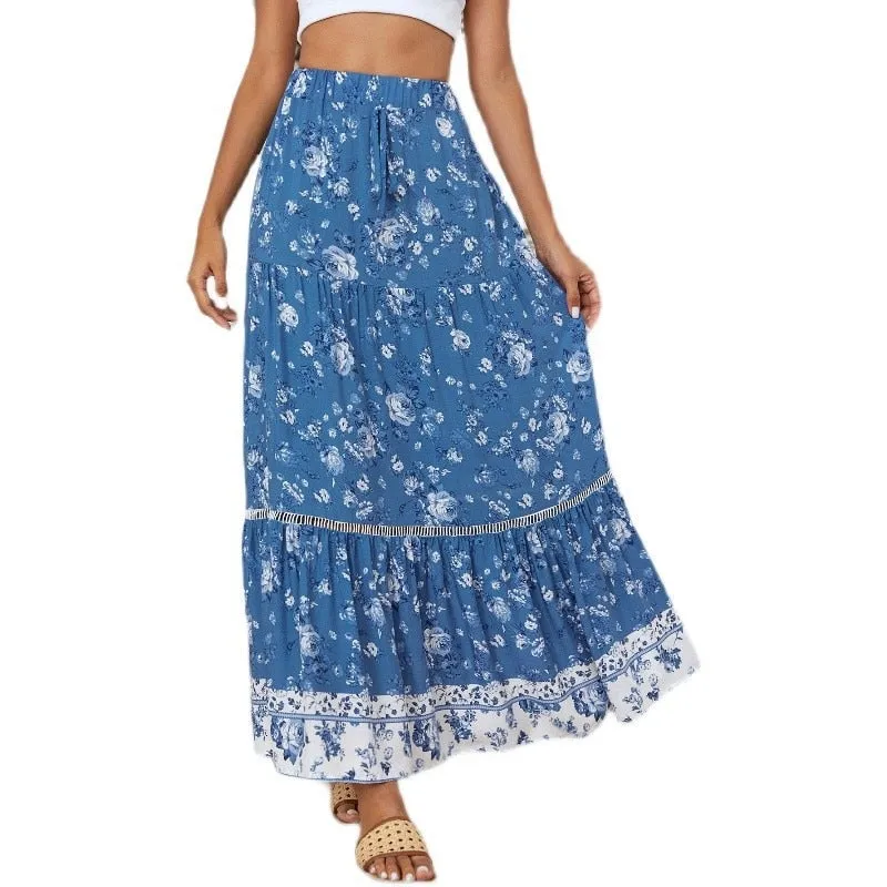DARLENE Boho Chic High-Waist Long Skirt