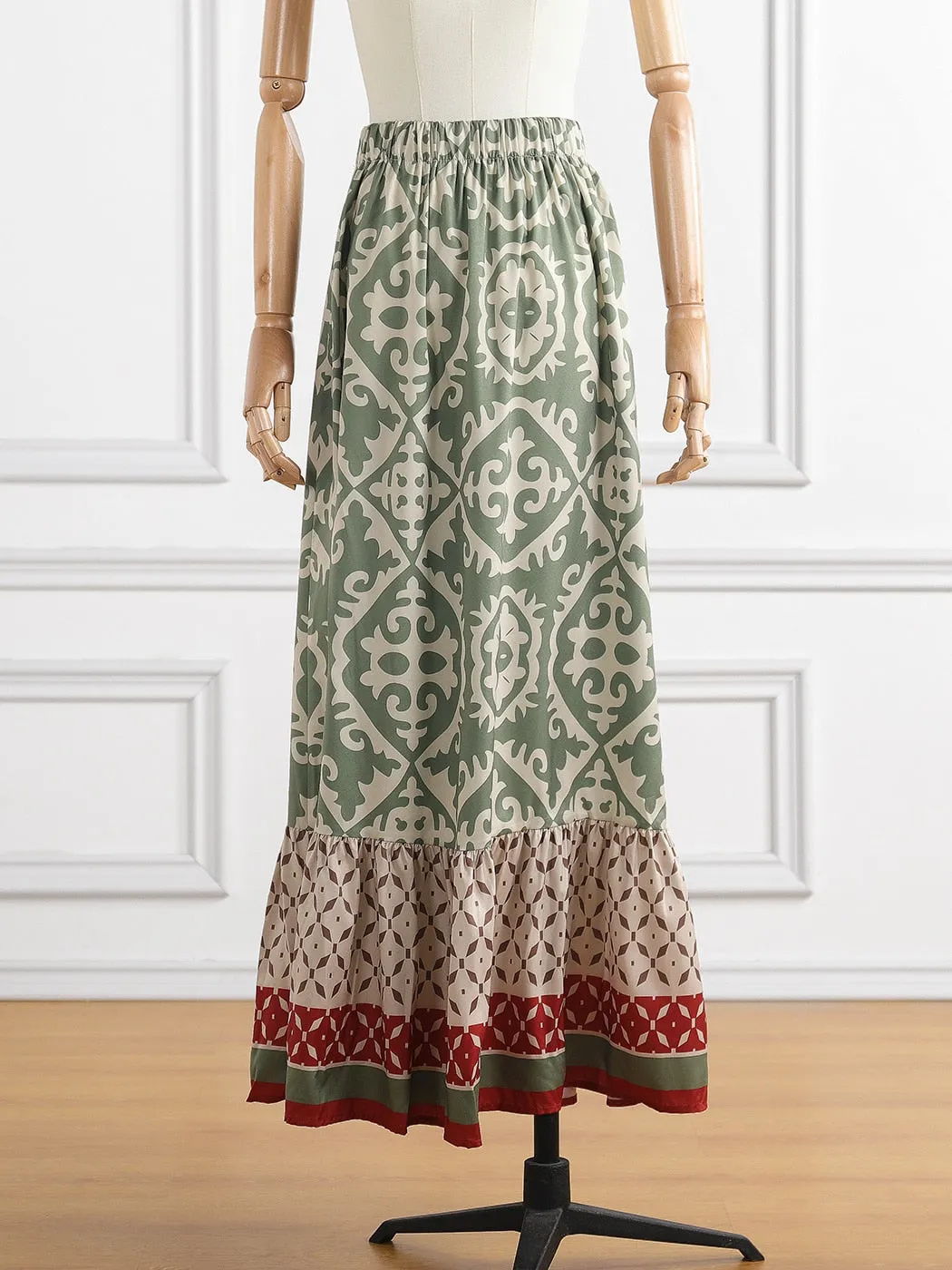 DARLENE Boho Chic High-Waist Long Skirt