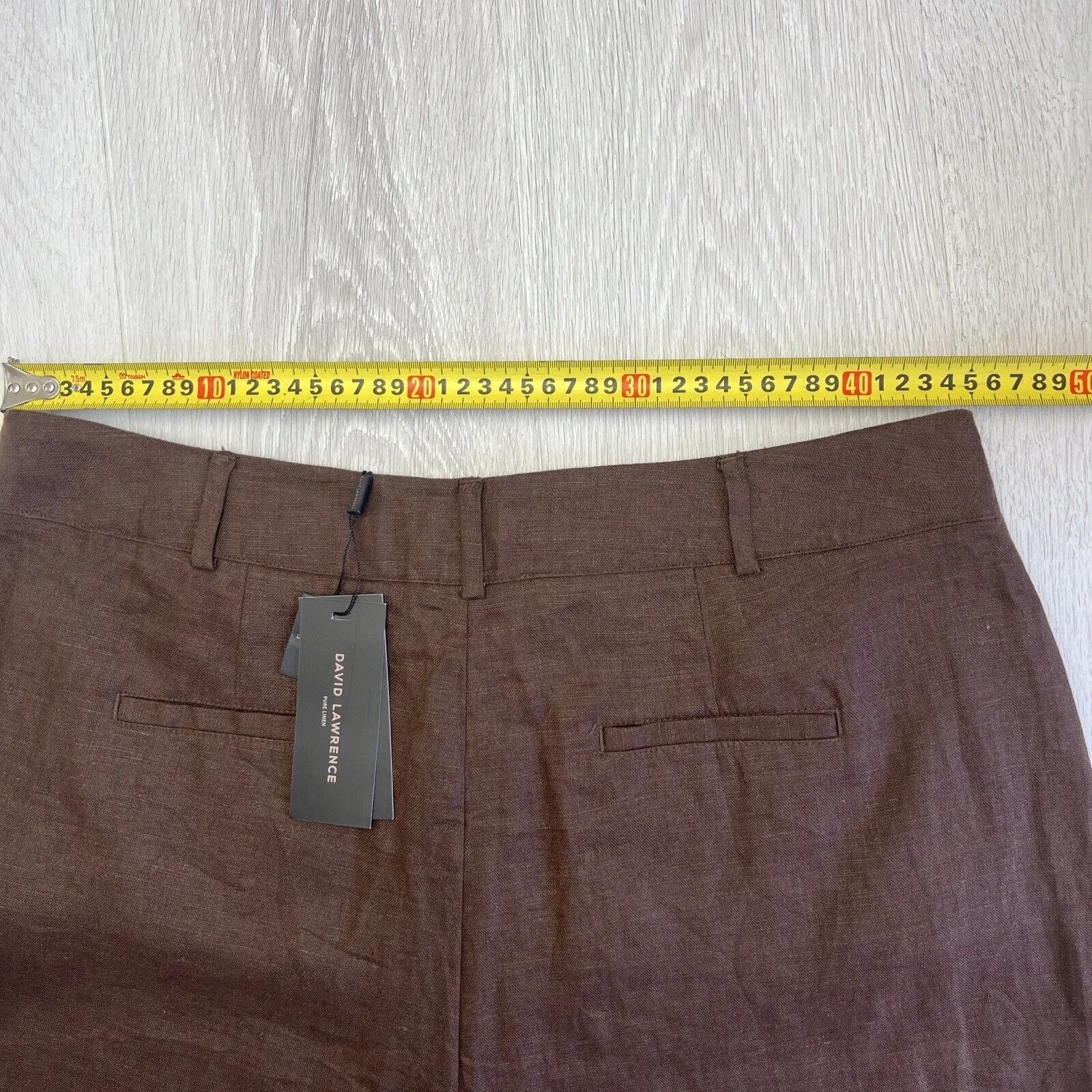 David Lawrence Tailored Mocha Linen Short Size 14 (New)