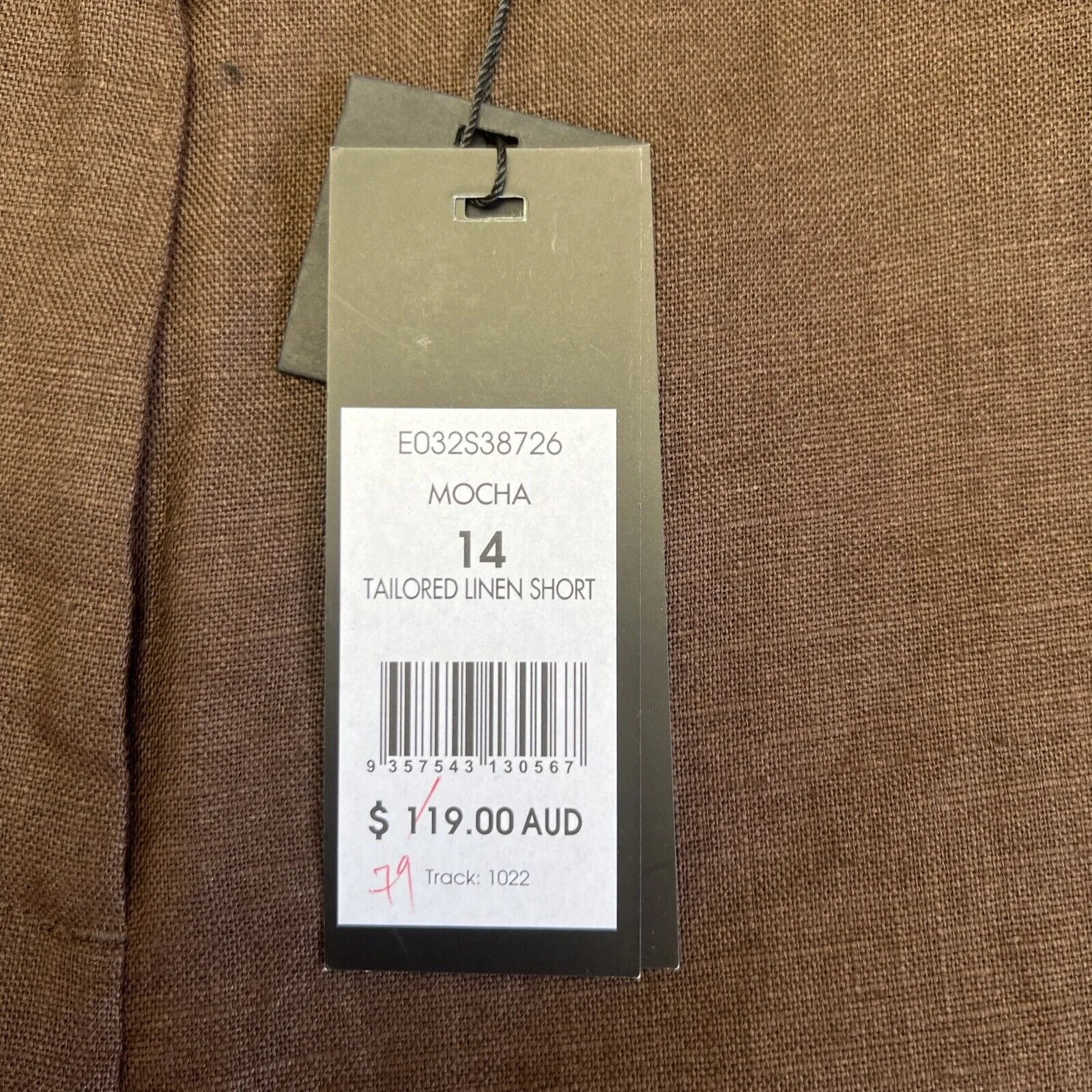 David Lawrence Tailored Mocha Linen Short Size 14 (New)