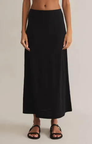 Delavine Textured Midi Skirt-Black