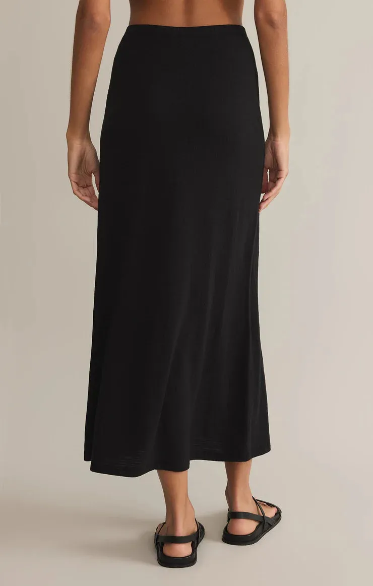 Delavine Textured Midi Skirt-Black