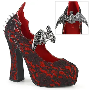 DEMON-18  Red Satin-Black Lace