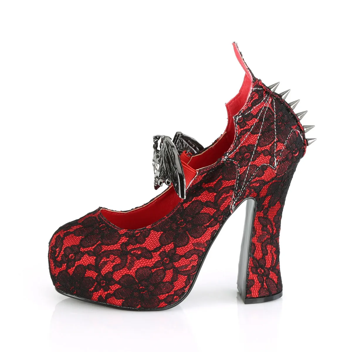 DEMON-18  Red Satin-Black Lace
