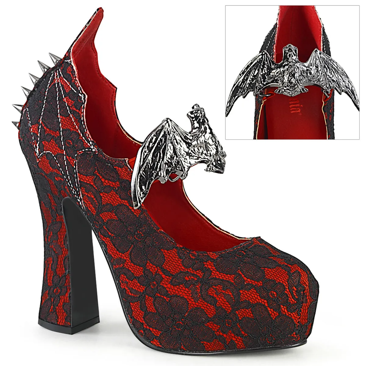 DEMON-18  Red Satin-Black Lace