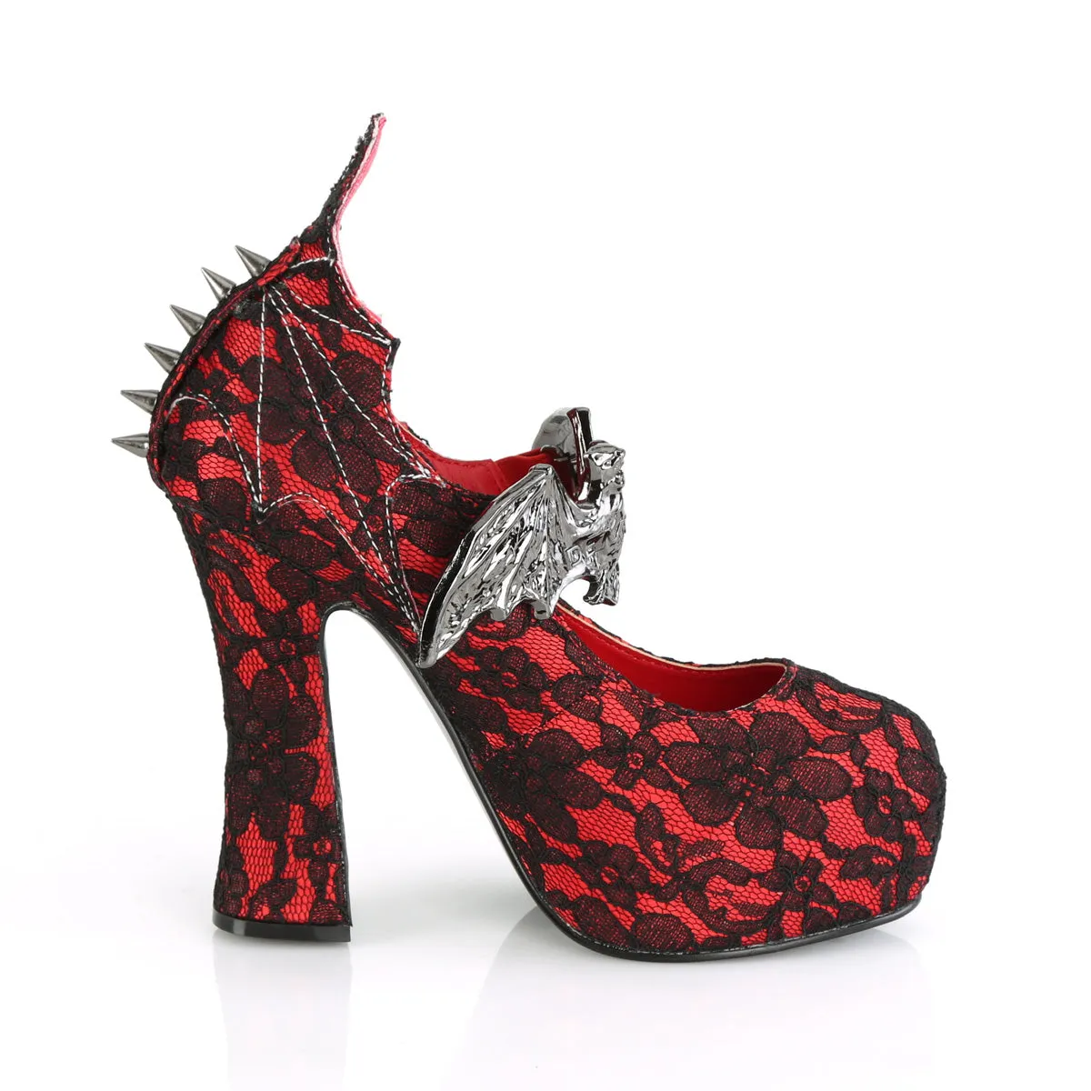 DEMON-18  Red Satin-Black Lace