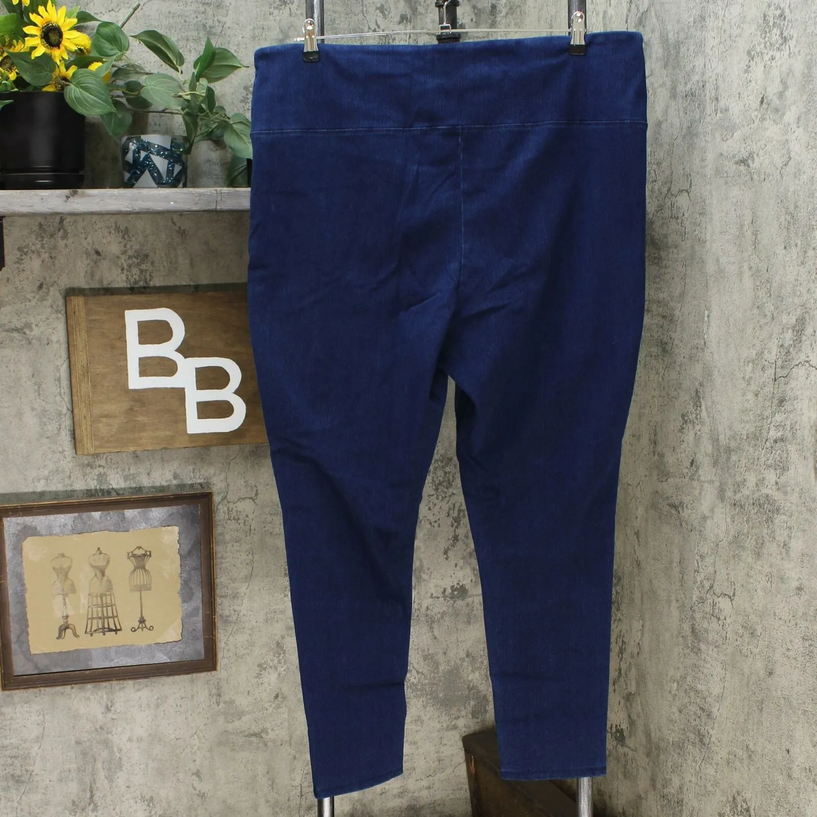 DG2 by Diane Gilman Slim And Sleek Knit Denim Moto Jeggings Indigo Plus 2X