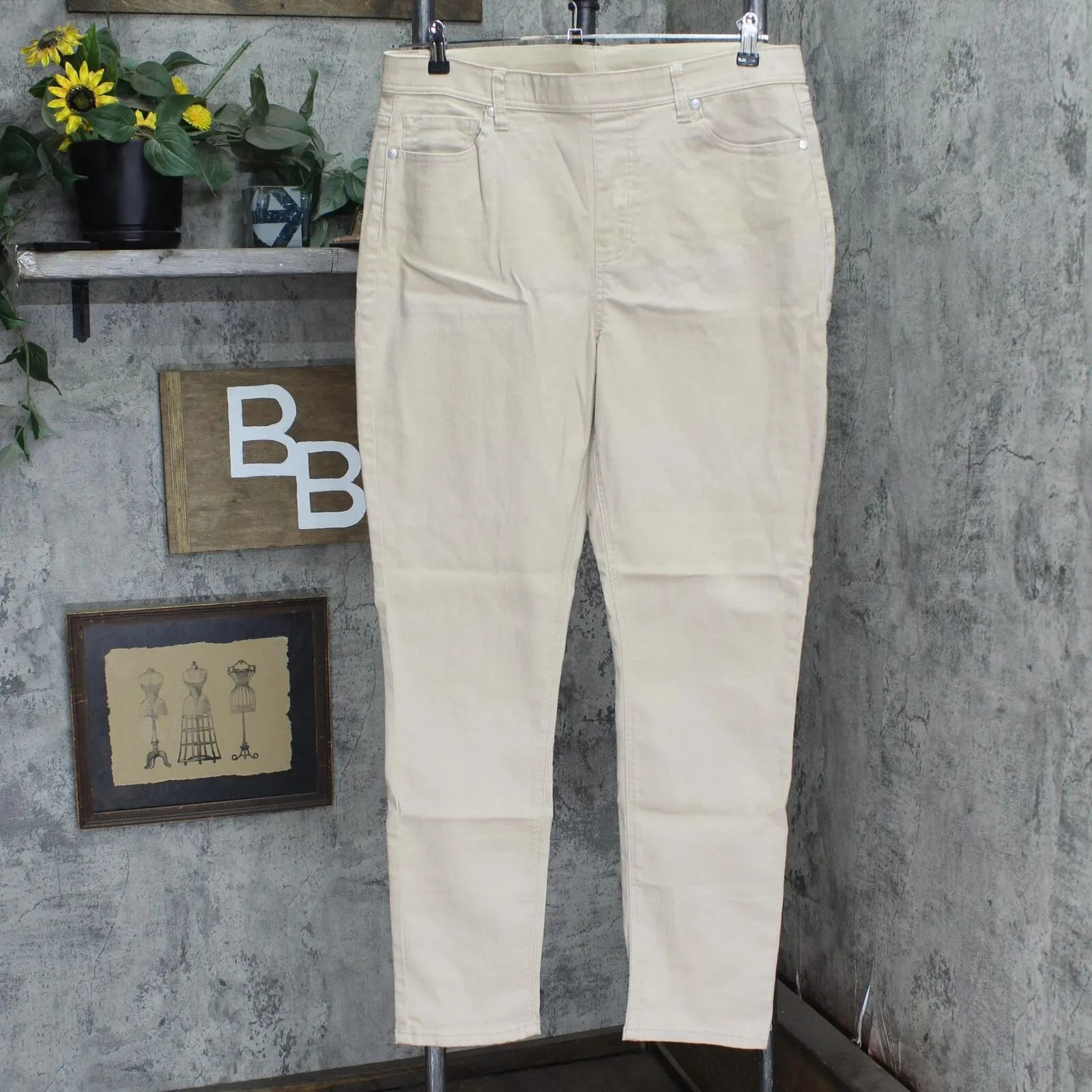 DG2 by Diane Gilman Straight Stretch Denim 5-Pocket Jegging Beige Brown LT