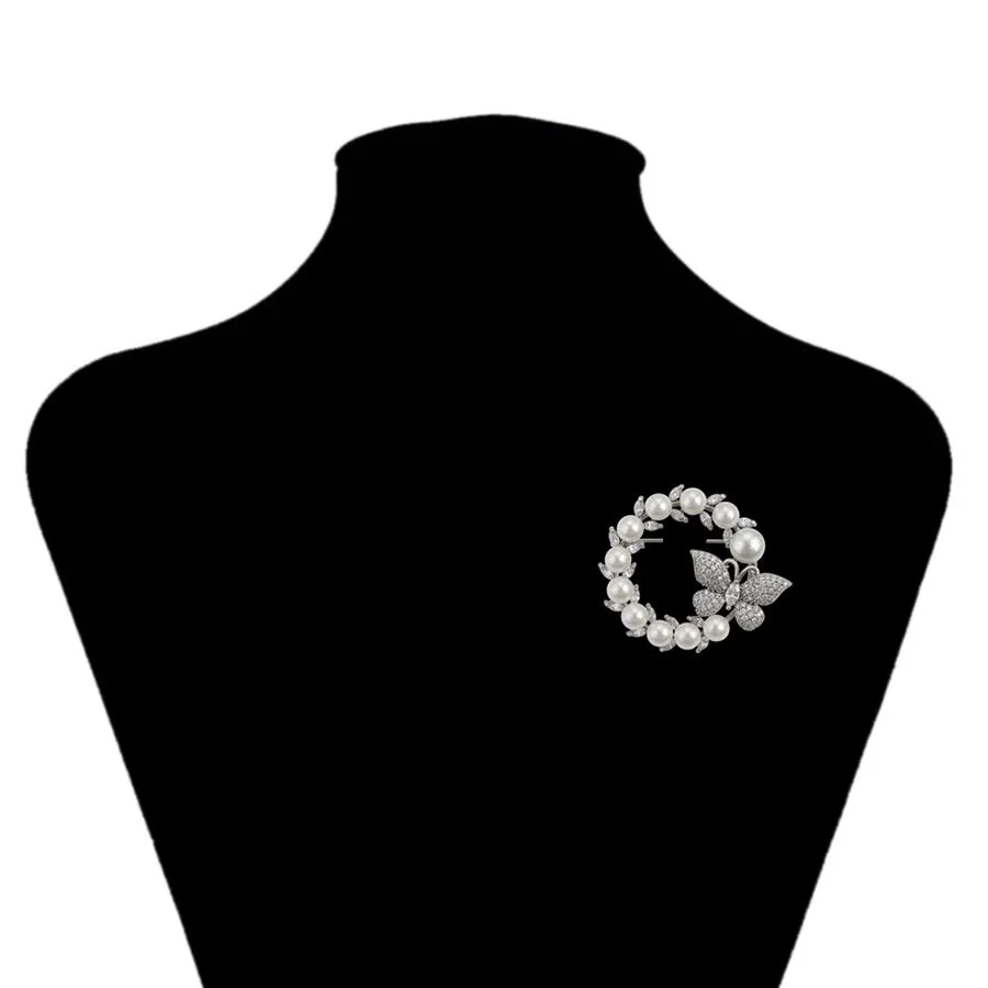 Diamond & Pearl Butterfly Bloom Brooch