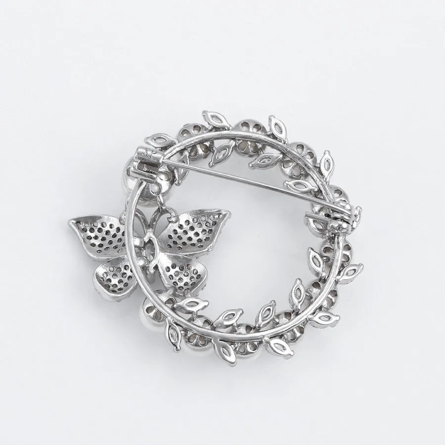 Diamond & Pearl Butterfly Bloom Brooch