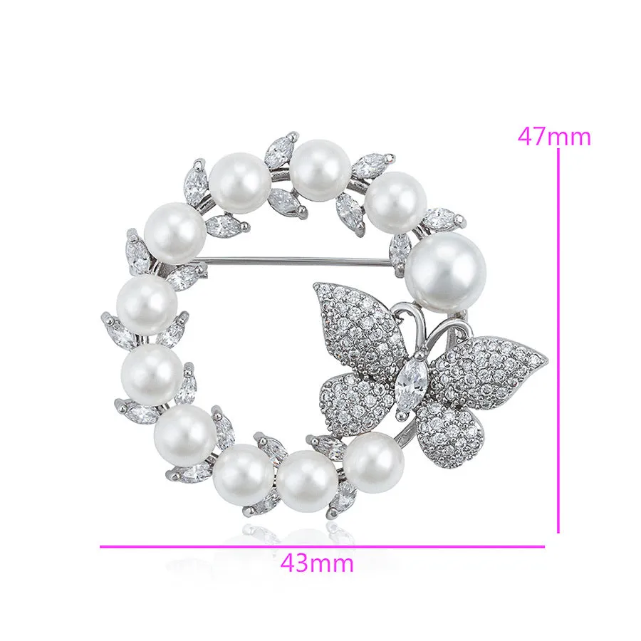Diamond & Pearl Butterfly Bloom Brooch