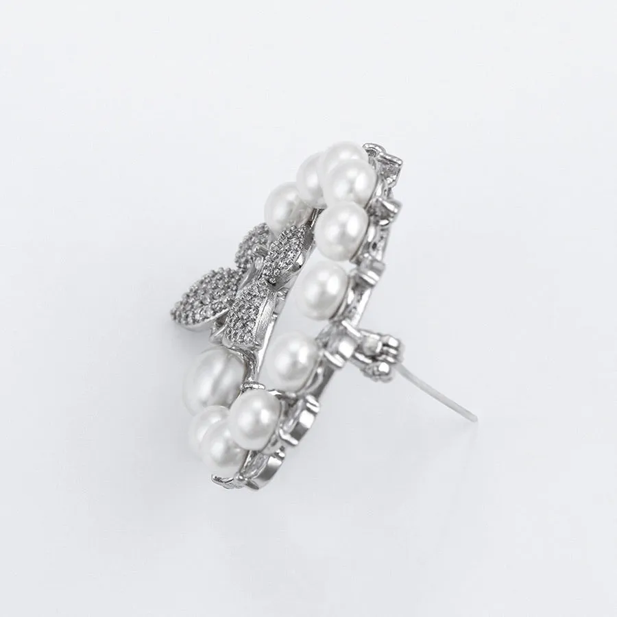 Diamond & Pearl Butterfly Bloom Brooch