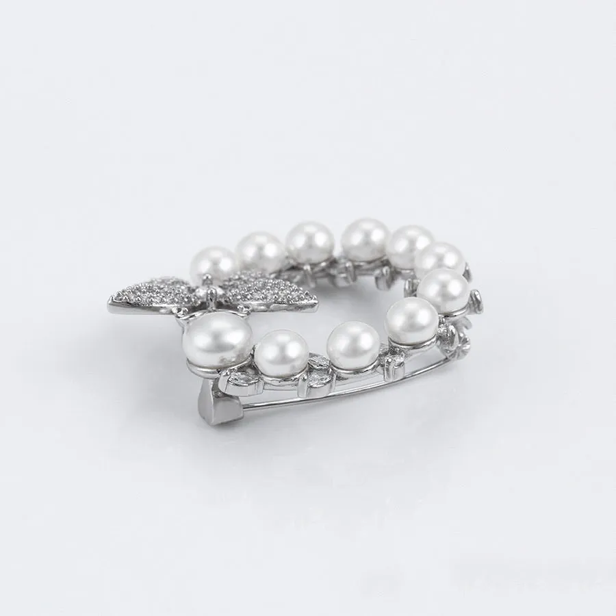 Diamond & Pearl Butterfly Bloom Brooch