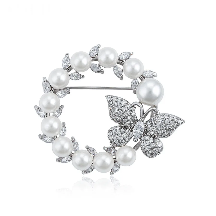 Diamond & Pearl Butterfly Bloom Brooch