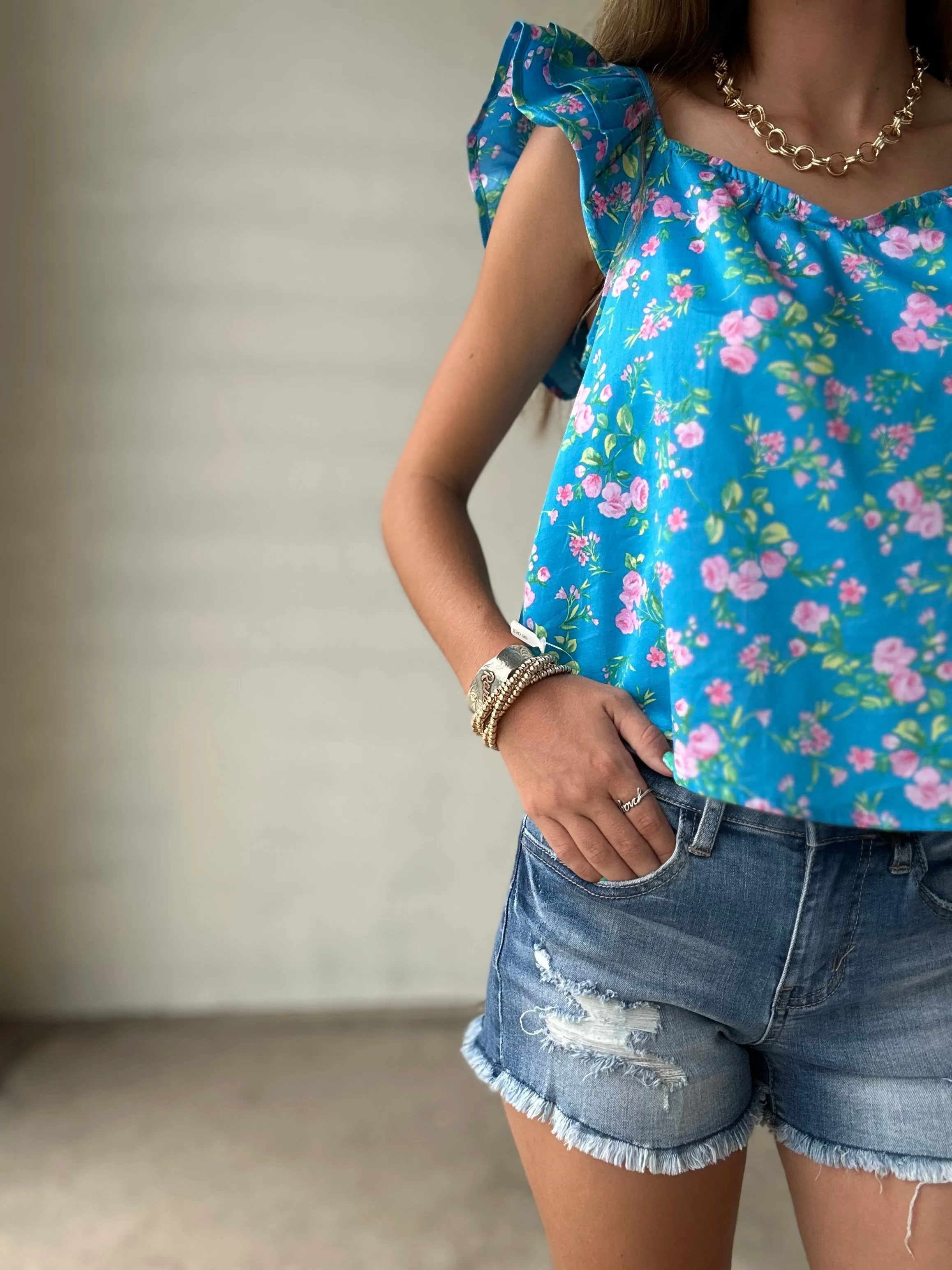 Distressed Shorts with Fray Hem | Dark Denim