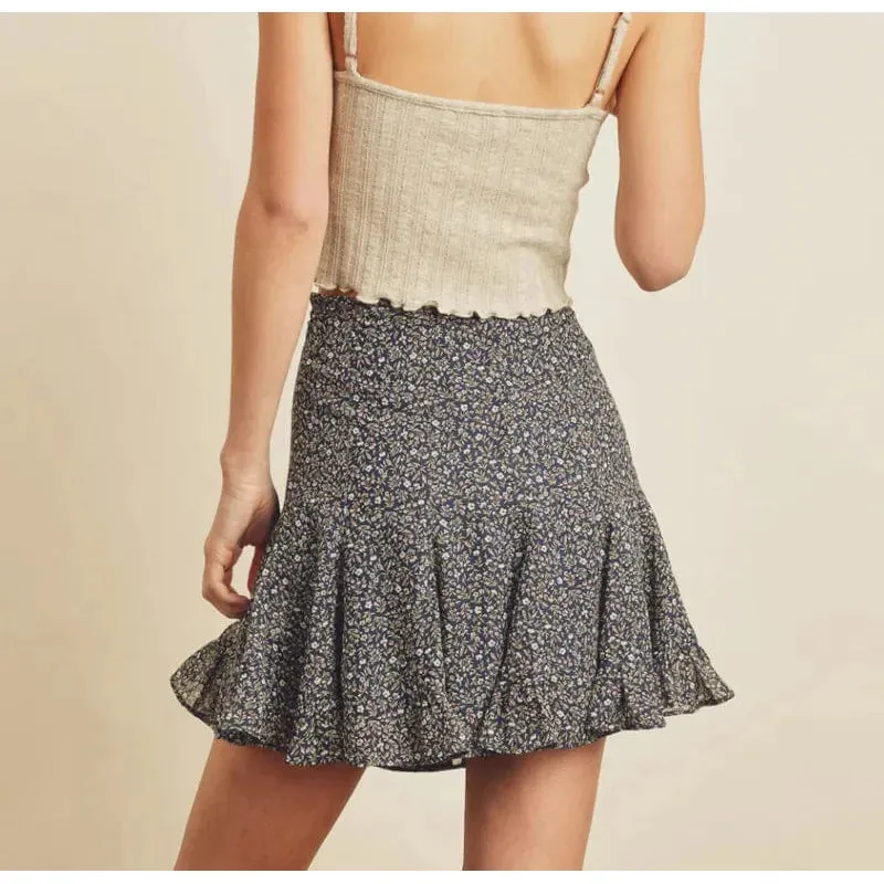 Ditsy floral mini ruffled skirt