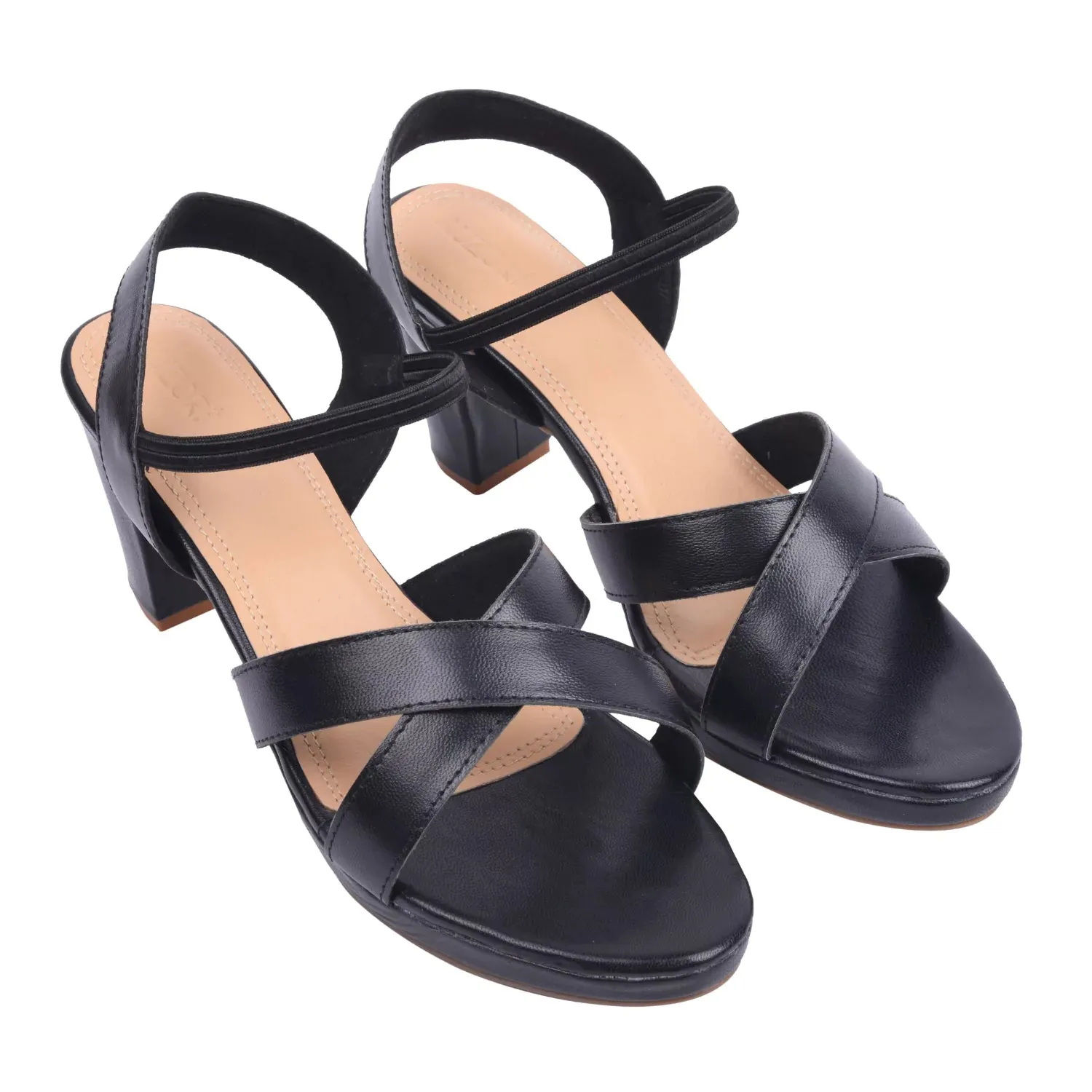 DIVA Black Platform Block Heels