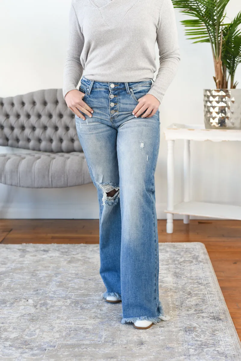 Donna Mid-Rise Wide Leg Risen Jeans