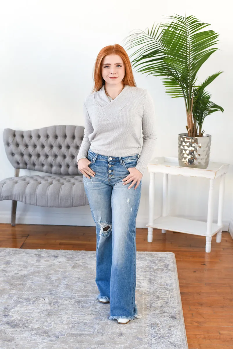 Donna Mid-Rise Wide Leg Risen Jeans