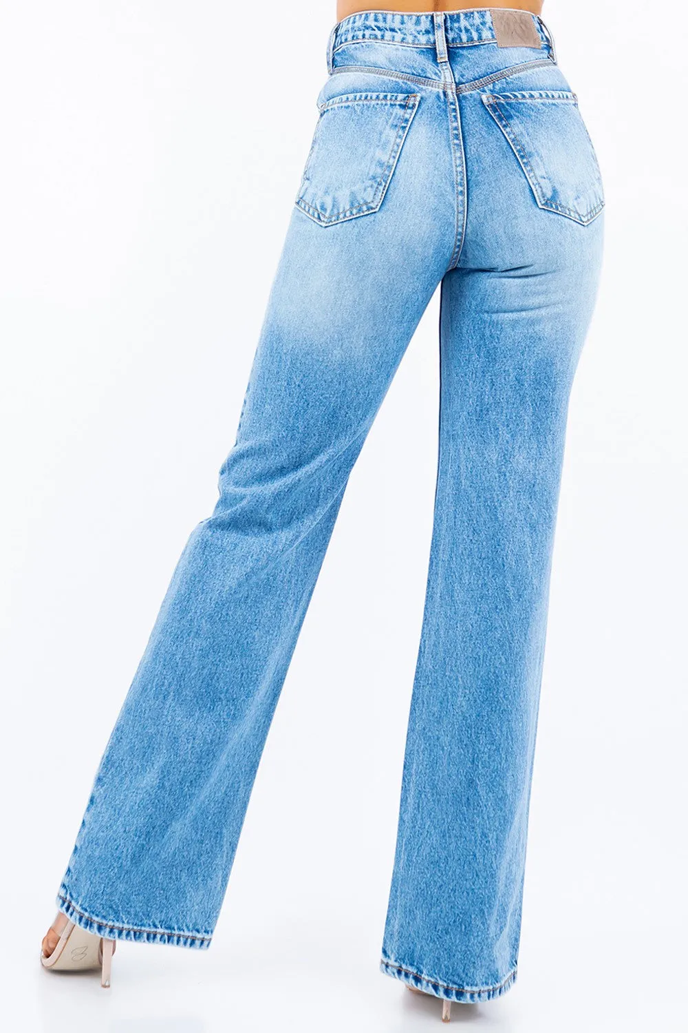 Double Stone HIGH WAIST LIGHT WASH WIDE-LEG JEANS