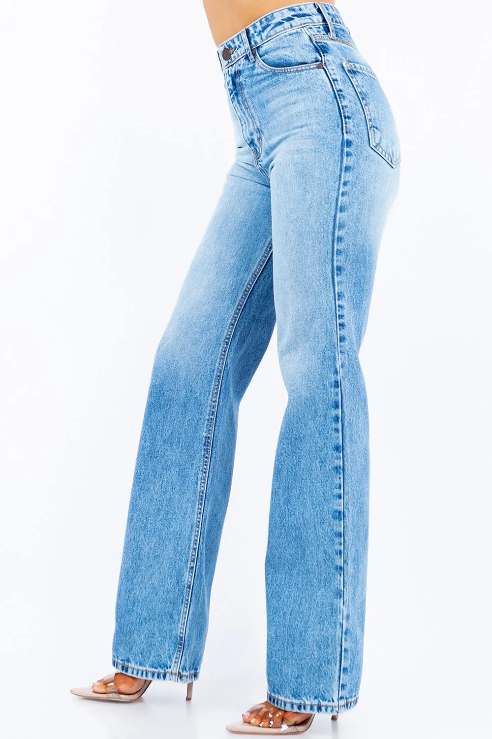 Double Stone HIGH WAIST LIGHT WASH WIDE-LEG JEANS