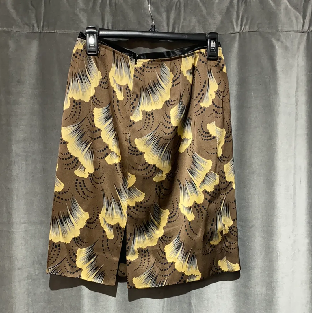 Dries Van Noten Brown Silk Floral Skirt