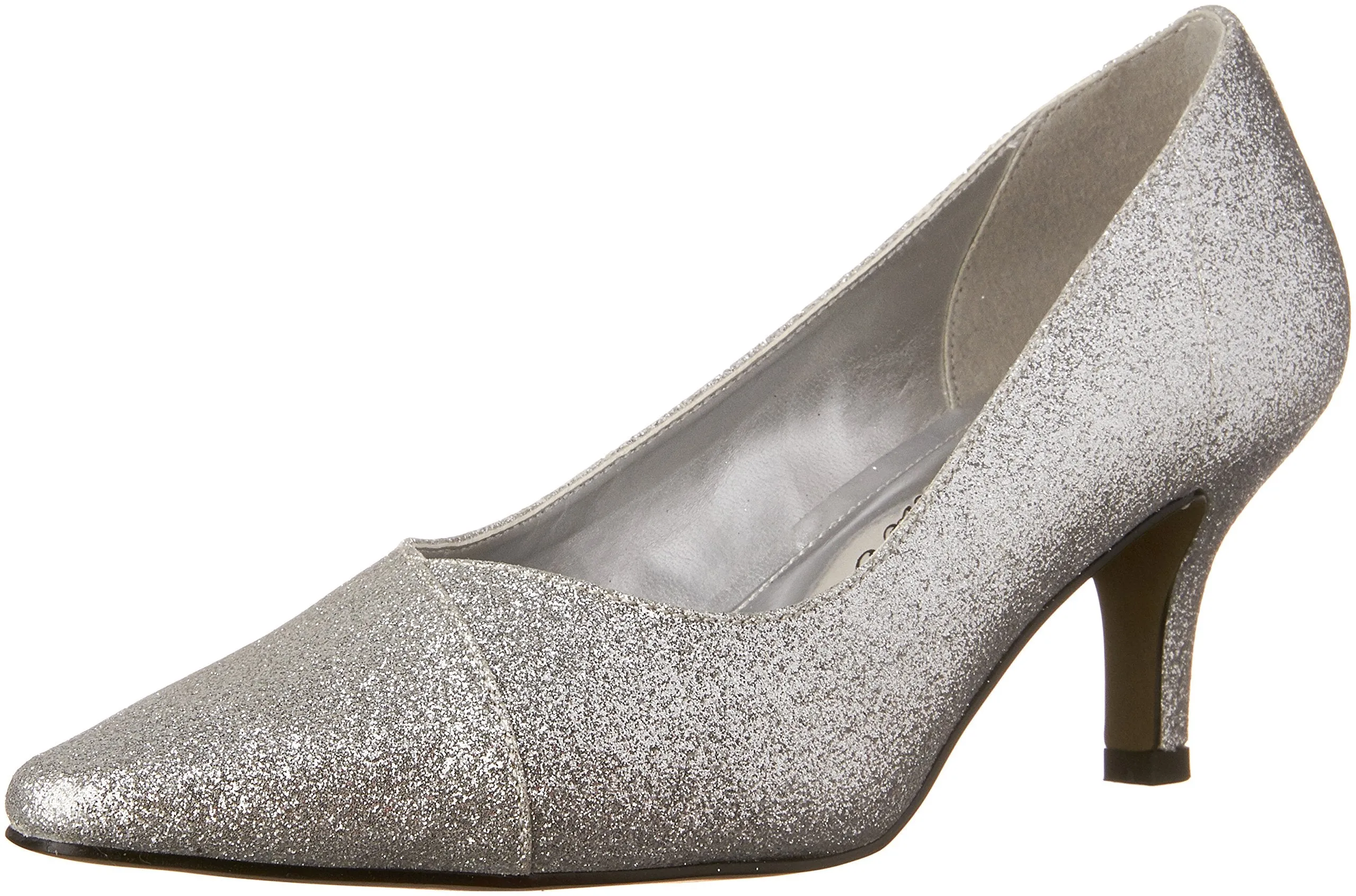 Easy Street Women's Chiffon Pointed Toe Pump,Silver Glitter,9.5 M US