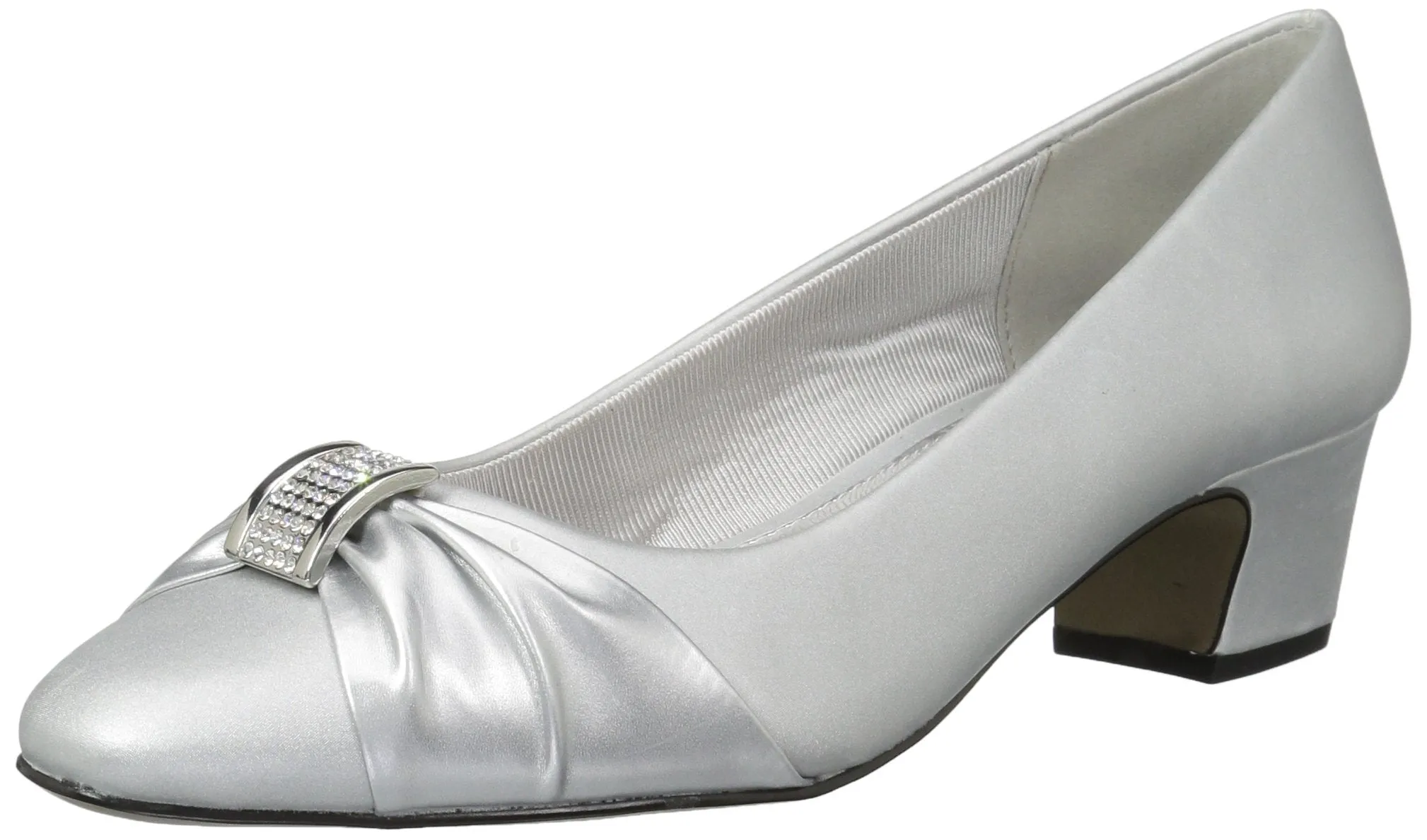 Easy Street Women's Eloise Pump, Silver Satin/Silver with Easy Flex Dance Sole, 8 X-Wide
