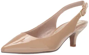 Easy Street Women's Faye Pump, Nude Patent, 8.5 X-Wide