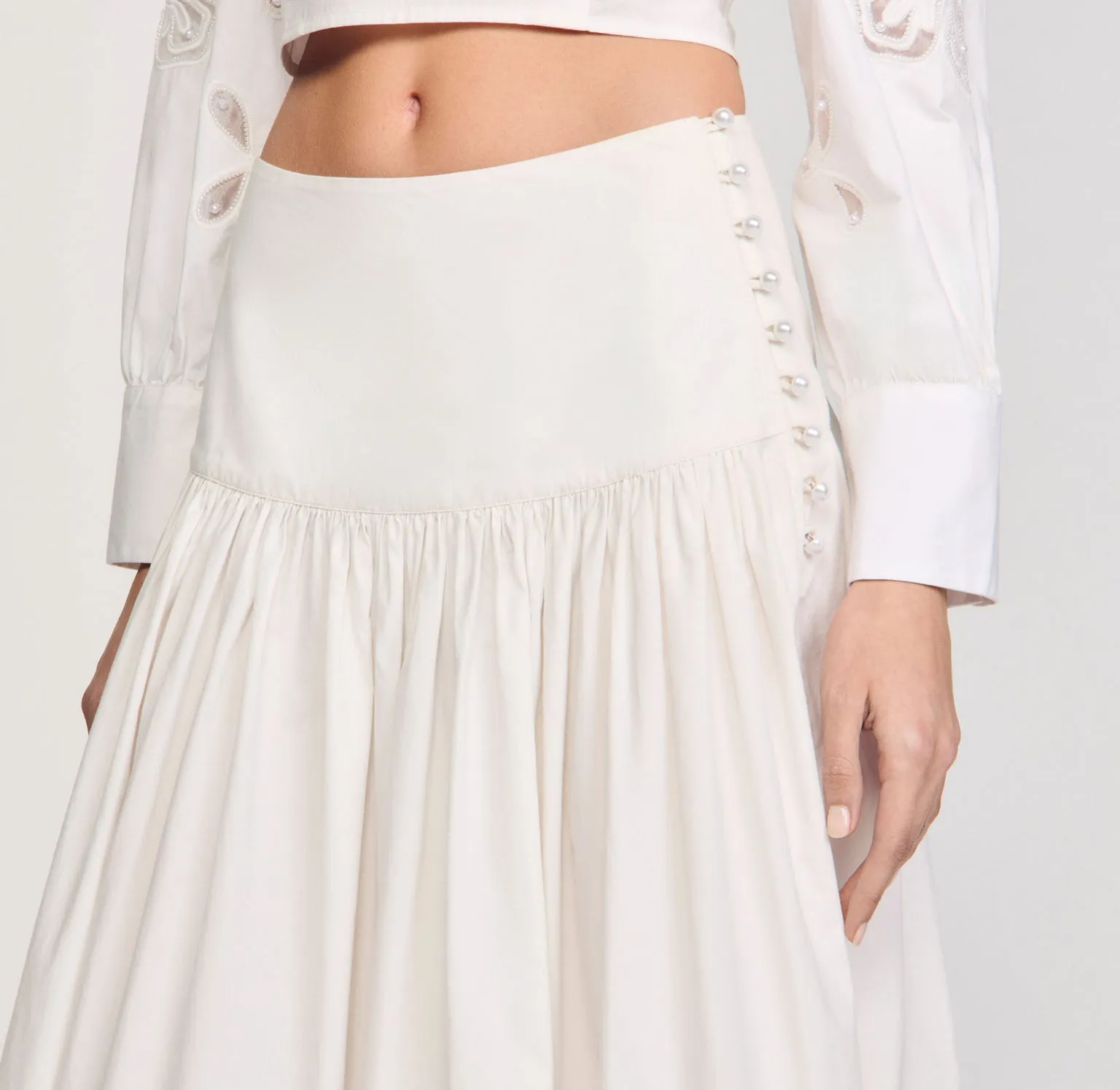 Edonie Floral Embroidery Skirt Ecru