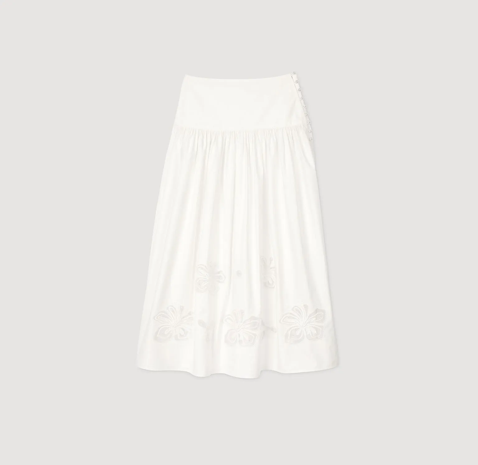 Edonie Floral Embroidery Skirt Ecru